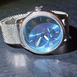 Invicta Men's Silver and Tiffany Blue Watch